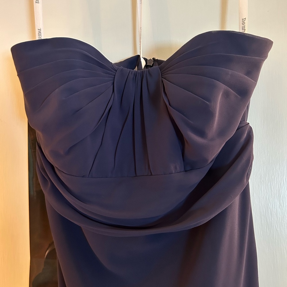 David’s Bridal Strapless Navy Blue Bridesmaids/Prom Dress - Picture 3 of 6